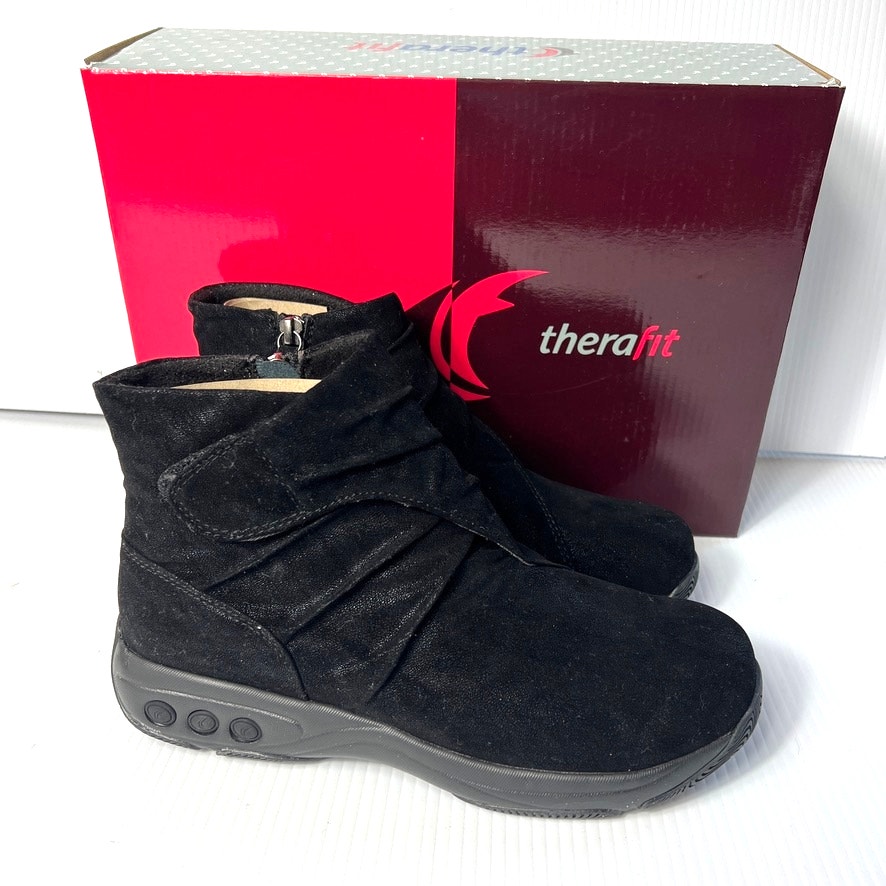 New Therafit Nadia Women Ankle Boot Bootie Black Comfort Cushion Eu 38 Us 7.5-8